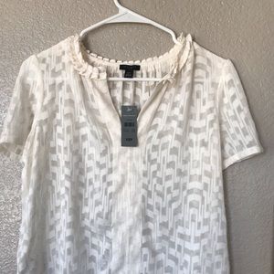 Ann Taylor textured, pleated short sleeved business shirt